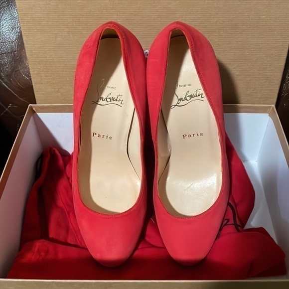 Christian Louboutin Simple pump no platform, 38.5 tender Coral Veau Velour suede - Picture 4 of 10